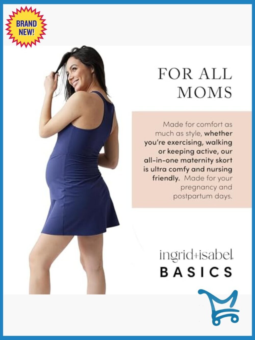 Maternity Active Tennis Skort Dress with Built-in Shorts, Nursing Friendly - Picture 3 of 7